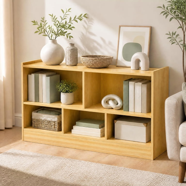 Costway Kids 5-Cube Storage Cabinet with Shelves, Beige photo 2