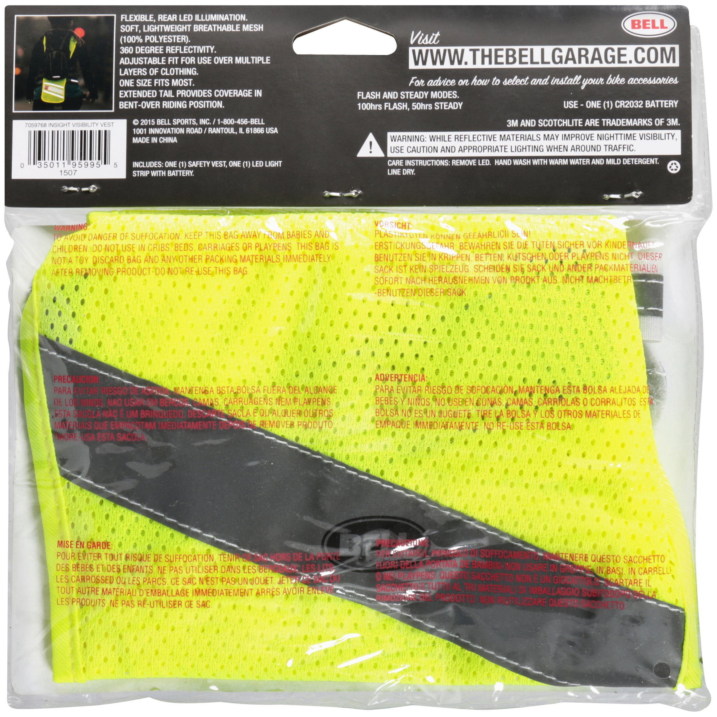 Bell Insight 800 Lighted Refelctive Vest in Neon Yellow