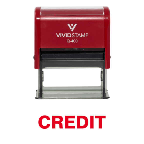 Vivid Stamp Credit Self Inking Rubber Stamp (Red Ink) - X-Large