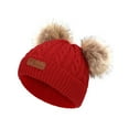 thumbnail image 2 of Toddler Double Pom Pom Beanie Baby Girl Winter hat Warm Soft Toddler Cap Cute Kids Knitted Beanie for Baby Boys, 2 of 7