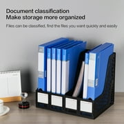 Deli Magazine File Book Holder Desktop Organizer, 4 Compartments, Plastics, Black