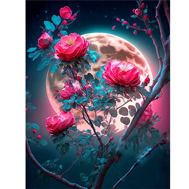 Diamond Painting 5D DIY Full Round Drill Moon Flower Kit Decoración del hogar (HQ006) FLhrweasw Nuevo