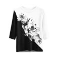 thumbnail image 6 of Abstract Geometric Print Top for Women, Crew Neck Half Sleeve Loose Fit Tunic Blouse - Lightweight Casual Summer Tee Shirt Black L, 6 of 7
