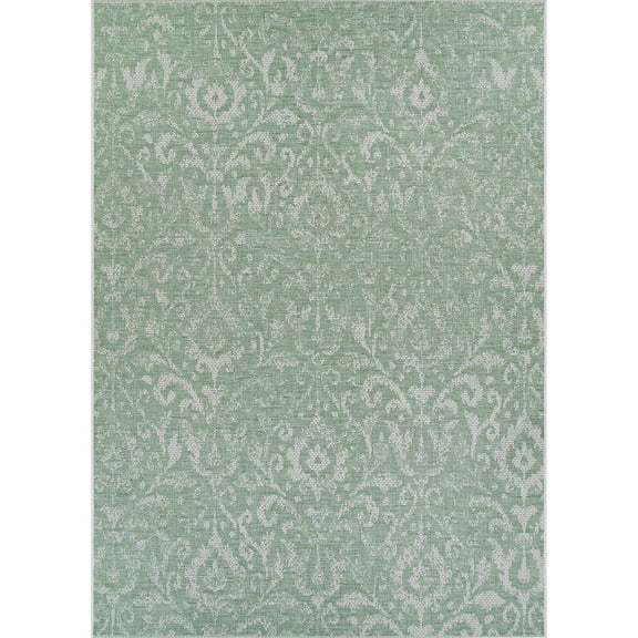 Couristan 2.25' x 7.8' Green Floral Marseilles Outdoor Area Throw Rug Runner