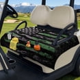 thumbnail image 2 of COEQINE Universal Golf Cart Seat Cover with Bag-Style Fold Design, Includes Carry Handle, Fits Most 2-Seaters, 51.2x30.3 Inch, Quilted Padding & 4 Front Pockets, Black Green American Flag, 2 of 8