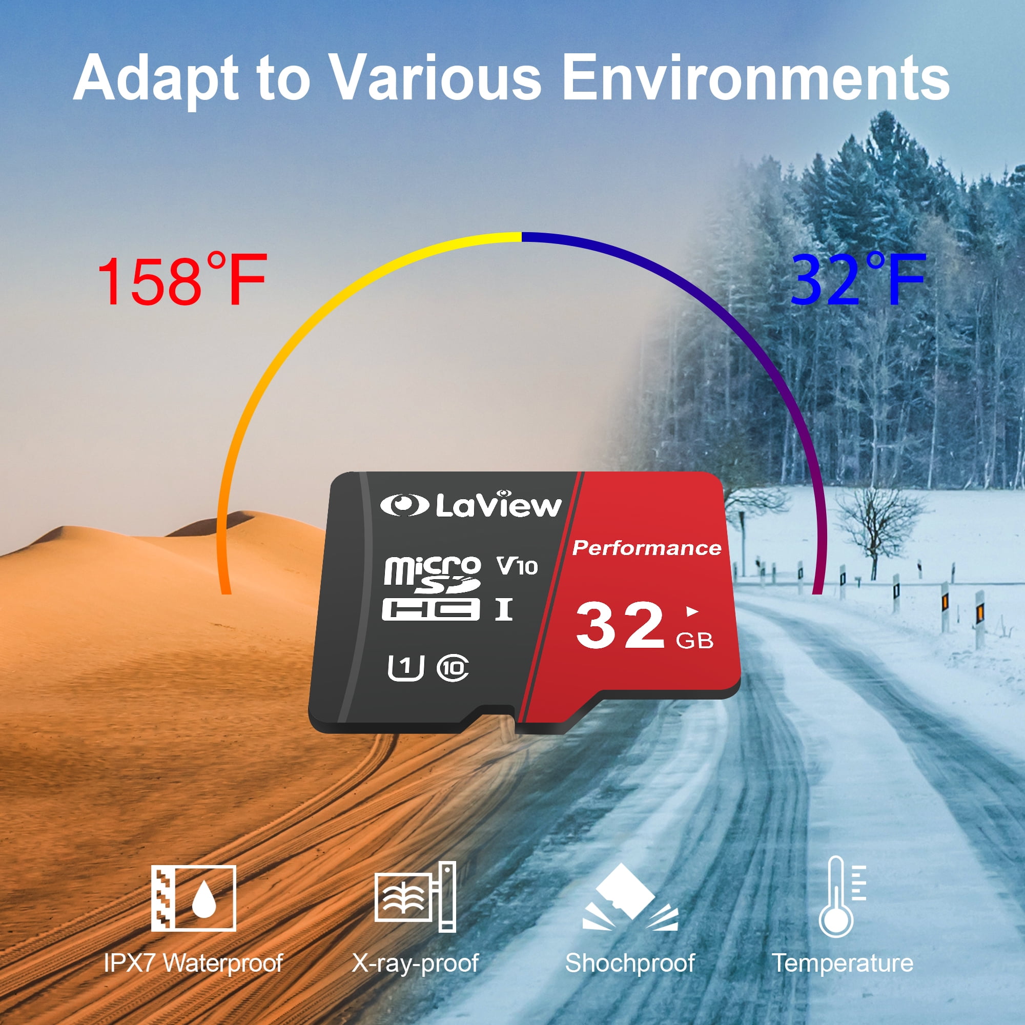 LaView 10 Pcs 32GB Micro SD Cards, 95MB/S & 20MB/S Read & Write Speeds Respectively