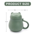 thumbnail image 2 of Taza de té de cerámica con colador de té y tapa (400 ml), taza de té con lindo diseño de gato, colador para remojar hojas sueltas, regalo festivo, cumpleaños, casa cálida (verde), 2 of 6