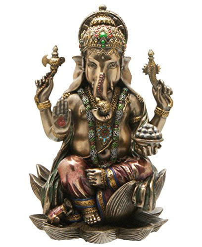 Ganesha 7 1/4-inch Multi-Colored JFSM INC Ganesh Hindu Elephant God of Success Statue 