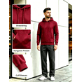 thumbnail image 3 of Yyuenw Hoodies for Men Long Sleeve Fleece Solid Pullover Casual Athletic Drawstring Hooded Sweatshirts with Pocket Wine 2XL, 3 of 7