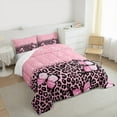 thumbnail image 3 of jejeloiu Cartoon Cheetah Pattern Bedding Comforter Set,Chic Glitter Print Twin Comforter Sets,Pink Leopard Print Bedding Set For Girls Teens,Breathable Home Decor,2pcs, 3 of 8