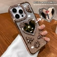 thumbnail image 2 of for iPhone 16 Pro Max Bling Case, Shockproof Luxury Shiny Diamond 3D Butterfly Glitter Gilry Woman Thin Soft Phone Cover with Love Heart Makeup Mirror for iPhone 16 Pro Max 6.9 inch (Gold), 2 of 6