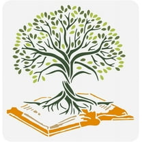 Tree of Life Stencil for Painting 11.8x11.8 inch Large Tree Branches Leaves Painting Stencil Hollowed Tree Root Book Drawing Template for Home DIY Craft Wall Furniture Floor Decoration