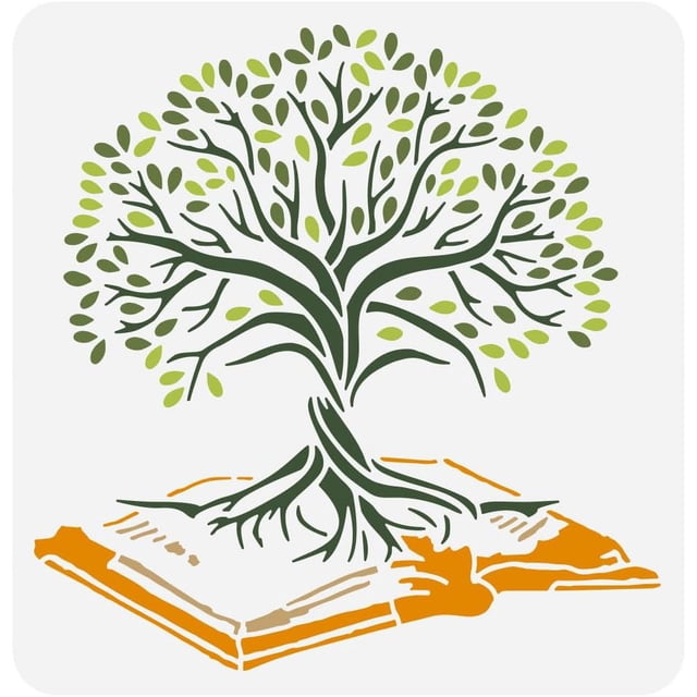 Plantilla del Árbol de la Vida para pintar (30 x 30 cm). Incluye ramas, hojas y raíces de árbol huecas.