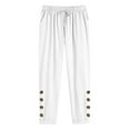 thumbnail image 4 of Enjoytime Women'S Lounge Pants with Pockets Cotton and Linen Lightweight Stretchy Waisted Adjustable Tie Loose Trousers Plus Size Summer Pants for Women, 4 of 7