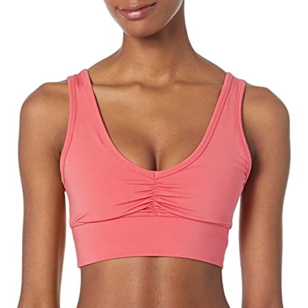 Calvin Klein Performance Women's Shirred Long Line Bra Top with Removable Cups, Radiance, Medium