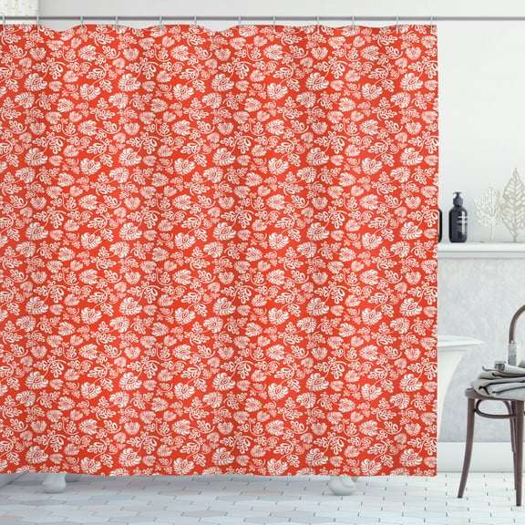 Ambesonne Floral Shower Curtain, Art Nouveau Pattern, 69"Wx75"L, Orange White