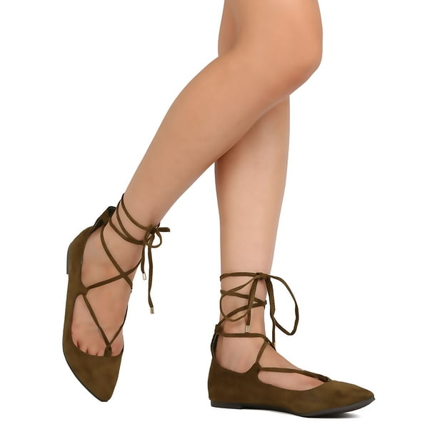 ankle wrap ballerina flats