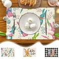 thumbnail image 7 of Moocorvic Easter Placemats, Easter Gnomes Floral Bunny Rabbit Spring Table Mats for Party Kitchen Dining Decoration, 7 of 7
