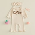 thumbnail image 2 of mgoYE Infant Baby Girl Fall Outfit Romper Letter Embroidery Ruffle Trim Long Sleeve Jumpsuits Newborn Waffle Clothes Bodysuits Cute Clothing, 2 of 5