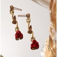 thumbnail image 2 of 1 Piar Alloy Stud Earrings Flower Golden Red 40x10mm, 2 of 2