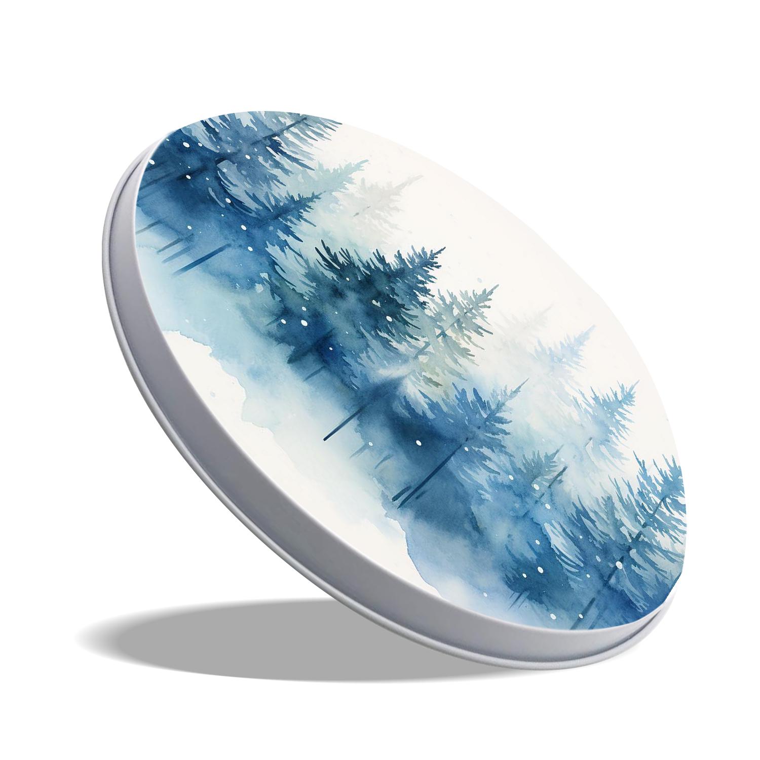 Stove Burner Covers 4 Pcs for ,Winter Pine Trees and Snowfall print, Round Gas Stove Burner Cover 8Inch And 10Inch