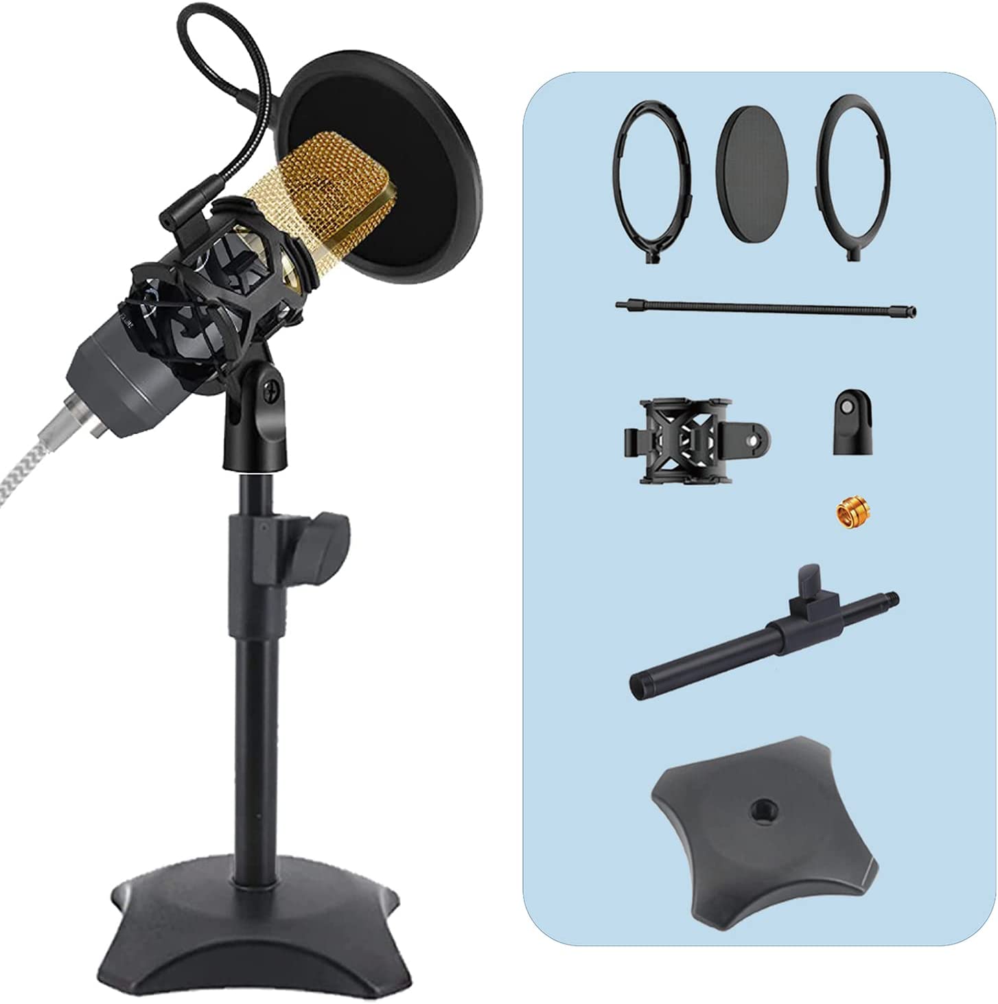 Desktop Stand, Adjustable Desktop Mic Stand, Podcast mic stand, MultiFunction Desk Mic Stand