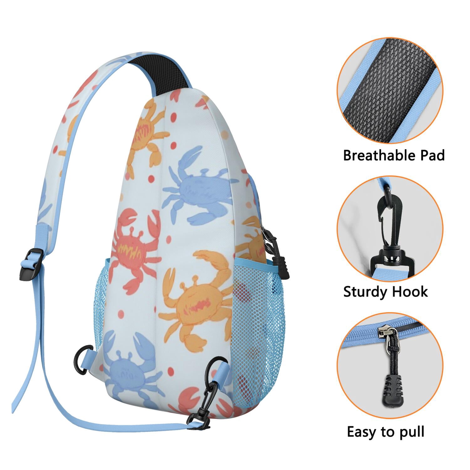 Chest Bag Crossbody Shoulder Bag Crossbody Shoulder BagTravel Sling Bag for Men Women Travelers Marine Adorable Crab