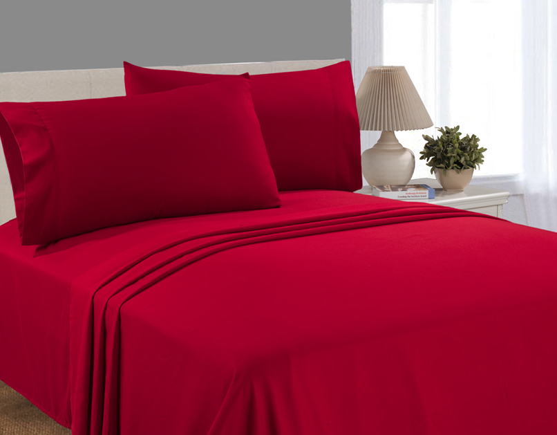 MAINSTAYS 300TC COTTON RICH PERCALE EASY CARE ADULT/TEEN SHEET SET, RED SEDONA, FULL