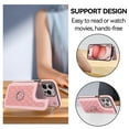 thumbnail image 5 of Dteck Crossbody Strap Wallet Case for iPhone 15 Pro Max,Magnetic Leather Card Slots Pocket Case Shockproof Ring Holder Stand Cover with Shoulder Strap,Pink, 5 of 8