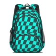 thumbnail image 2 of Blue and Black Wavy Checkered Pattern Backpack for School, Cute School Bag with Adjustable Shoulder Straps and Padded Back, 16.9"x12.6"x5.9", 2 of 5