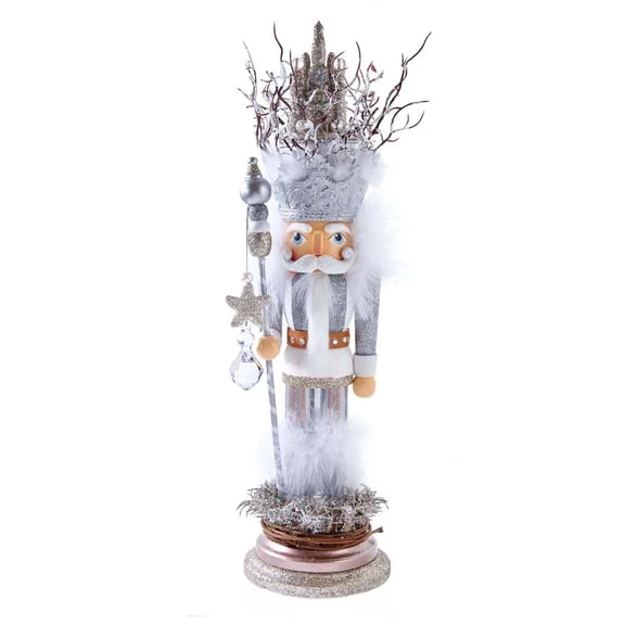 KSA 19.25" Silver and White Castle King Christmas Nutcracker