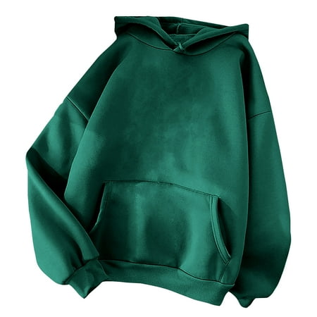 HBYJLZYG Oversized Hooded Sweatshirt Pullover Sweater Tops Women Fashion Classic Solid Long Sleeve Hooded Pocket Sweater