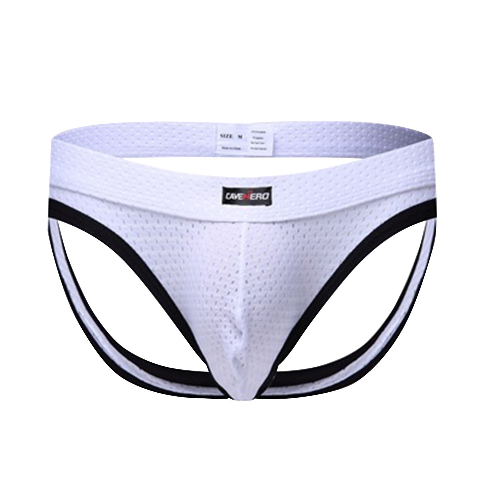 CLZOUD Running Underwear for Men White Nylon Mens Double Briefs Mesh