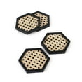 thumbnail image 4 of MomentDecor Unique Rattan Wood Coasters Hexagon Shape Set of 4 Exclusive 4.2" Size Classic Black Wood Natural Handwoven Real Rattan Stylish Decor Protect Surfaces, 4 of 8