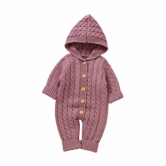 Bixock Kids Fall Winter Clothes,Toddler Boys and Girls Rompers,Baby Knit Solid Male Female Babies Hooded Jumpsuit