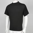 thumbnail image 4 of Miutii Men's Basic Shirt Tops Short Sleeve Mock Neck T-shirts Thermal Underwear Pullovers Undershirt Black L, 4 of 8