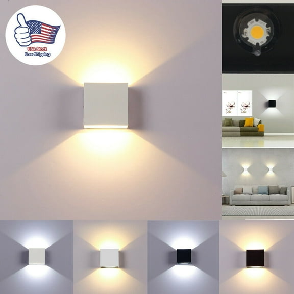 OUSITAID Modern LED Wall Sconce Dimmable Up Down Wall Lamp Black Bedroom Wall Sconces 12W Hallway Wall Mounted Lighting Fixtures for Stair Living Room