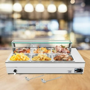 6 Pans Commercial Food Warmer Steam Table Countertop Buffet Server Bain Marie