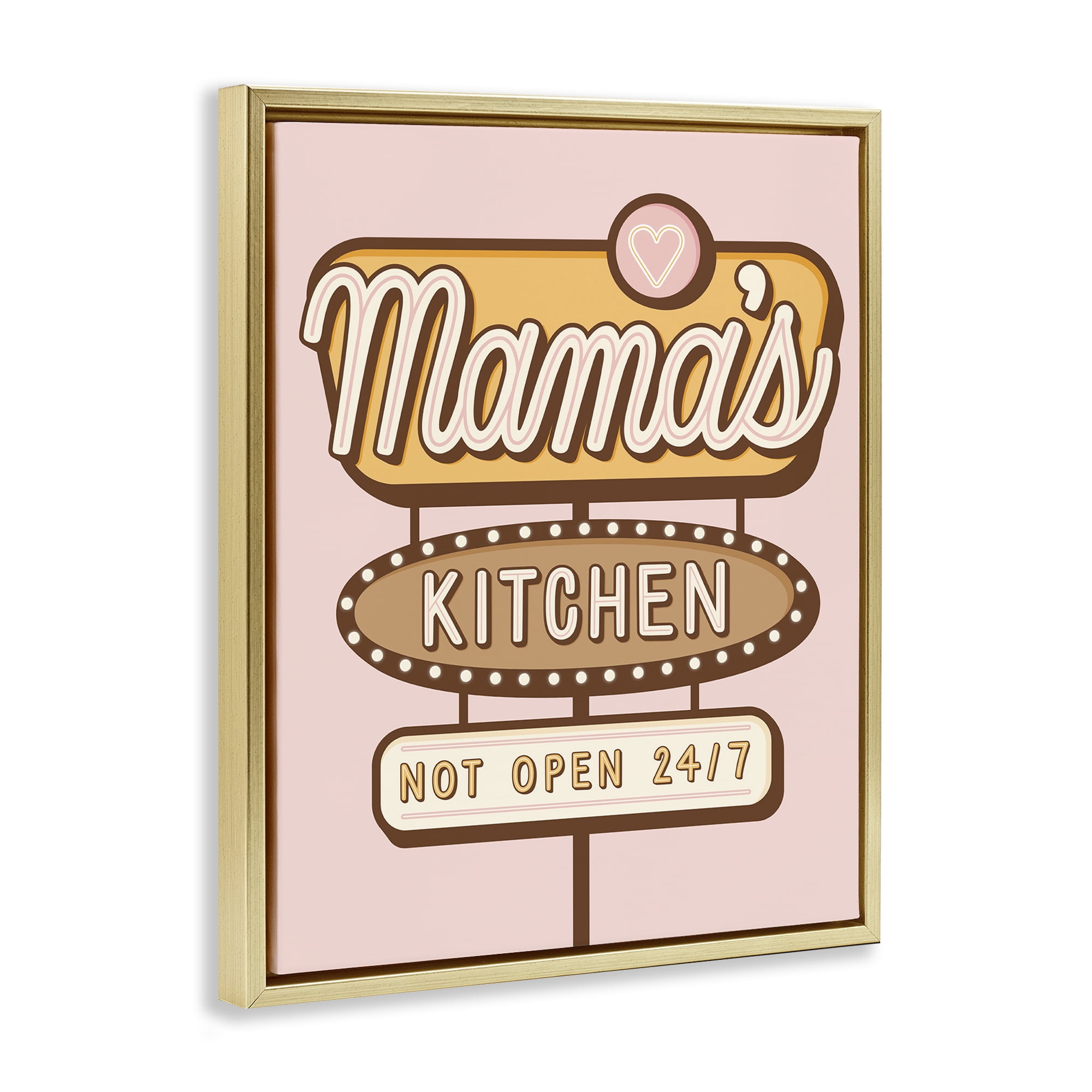 Stupell Industries Retro Mama's Kitchen Text & Numbers Painting Gold Floater Framed Canvas Art Print Wall Art, 17 x 21