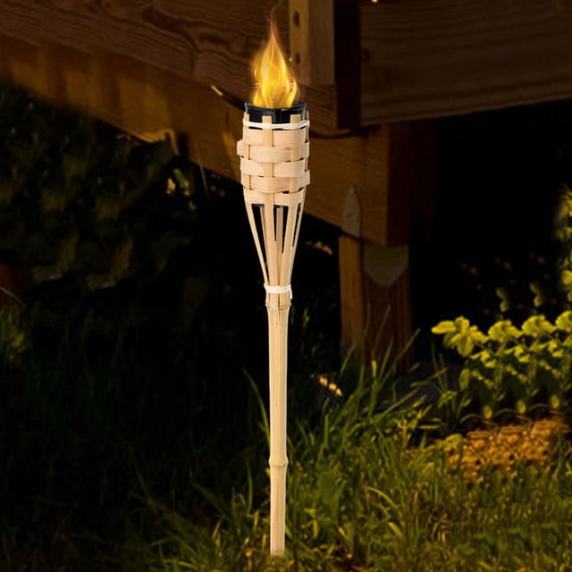 CRILSTYLEO Sturdy Bamboo Torch Lamp for Outdoor Use Featuring Lightweight Portable Design