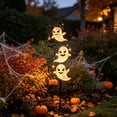 thumbnail image 5 of Solar Halloween Garden Stake Light, Bats & Spooky Ghosts Waterproof Solar Lantern Stake with Hanging Pumpkin, Outdoor Halloween Yard Decor for Garden Patio Lawn Pathway, 5 of 9