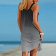 thumbnail image 3 of Women Mini Dress Sleeveless Gradient Color Women Dress Round Neck Beachwear Pleated Loose Backless Beach Dress Female Clothes, 3 of 10