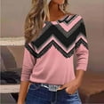 thumbnail image 6 of Tops for Women 3/4 Sleeves Printed T-shirt Blouse Round Neck Casual Top,Womens Tops Plus Size Pink XL, 6 of 6