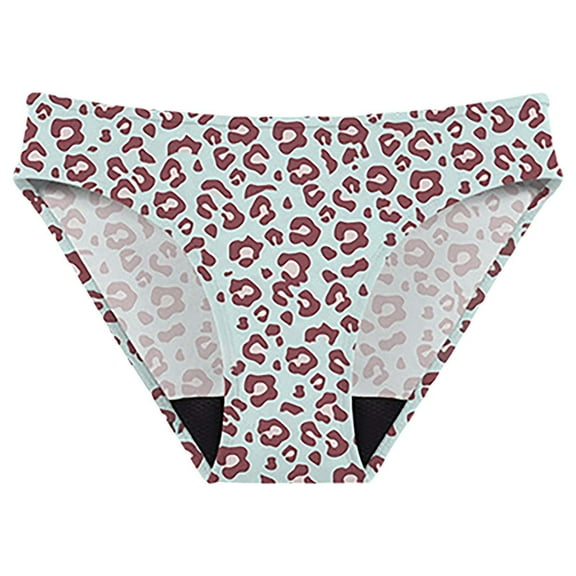 DondPO Womens Underwear Women's Fashionable and Casual Mid Waist Leopard Print Menstrual Underwear Postpartum Underwear Tummy Control Underwear for Women Green XS