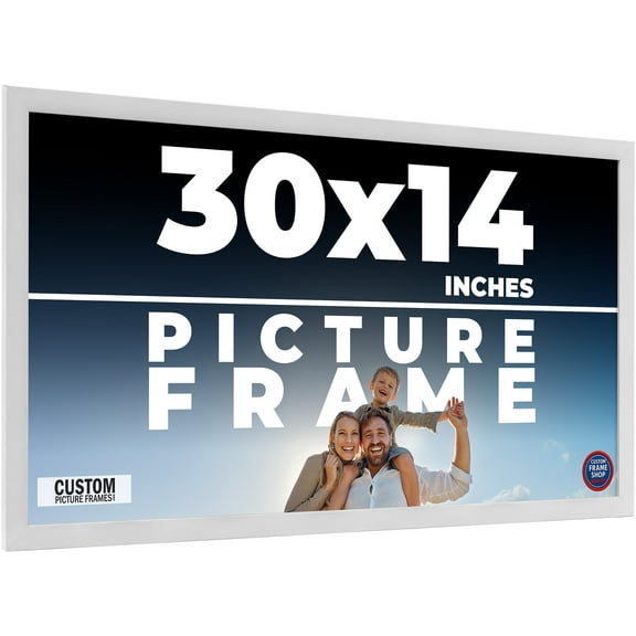30x14 Frame White Solid Wood Picture Frame Includes UV Acrylic Shatter Guard Front, Acid Free Foam