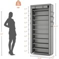 thumbnail image 2 of Vertical Narrow Shoe Rack Organizer 10 Tier Tall Shoe Storage Cabinet with Dustproof Cover, Grey, 2 of 6