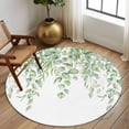 thumbnail image 3 of Round Area Rug 5 Ft, Eucalyptus Leaves Washable Non-Slip Circle Carpet for Living Room/Bedroom, Green Summer Botanical Weeping Low-Profile Runner Mats Collection Rugs for Indoor, 3 of 7