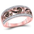 thumbnail image 1 of Bague en Or Rose 10K avec Diamants Rouges et Blancs Améliorés de 1/4 Carat (ctw), 1 of 5