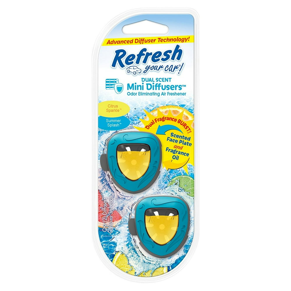 Refresh Vent Clip Mini Diffusers Car Air Freshener, Citrus Sparkle