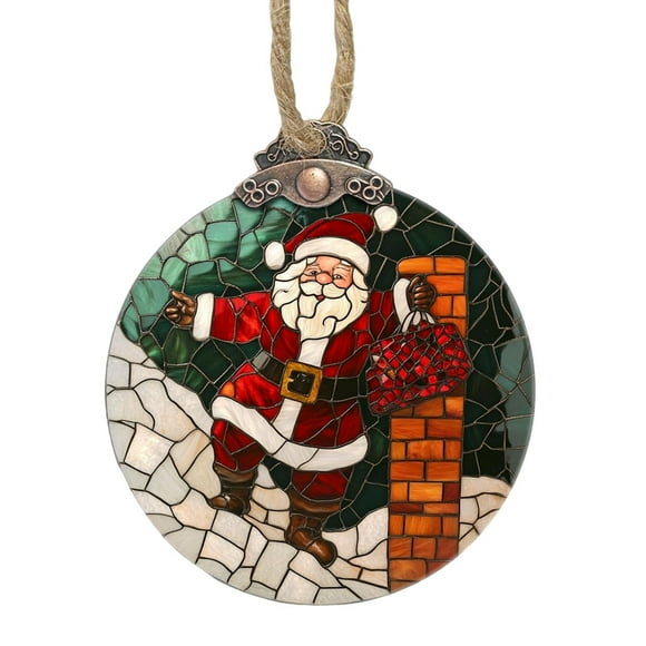 TIELUTT Stained Glass Christmas Decorations Santa White Moon Star Suncatcher Bottle Topper Place Decorator for Christmas Garland Decorative Glass Beads Large Chandelier Ornament Mini Christmas